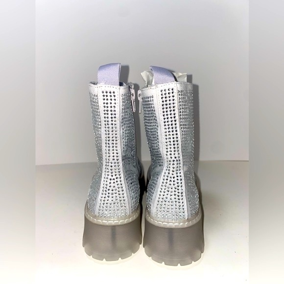 Steve Madden Women's Dynamite Silver Multi Combat & Lace-up Boots Size 6.5 - Picture 3 of 12
